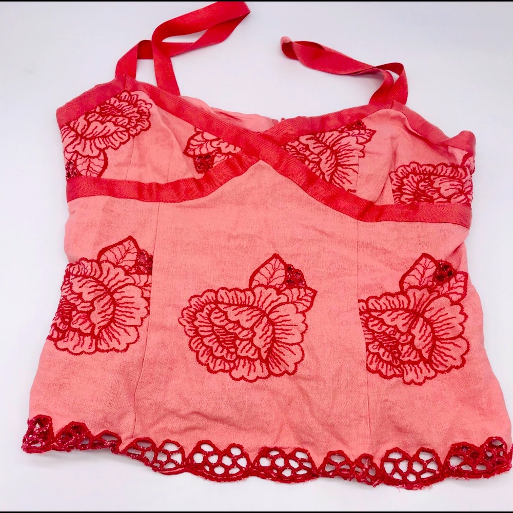 Embroidered Linen Tank Top